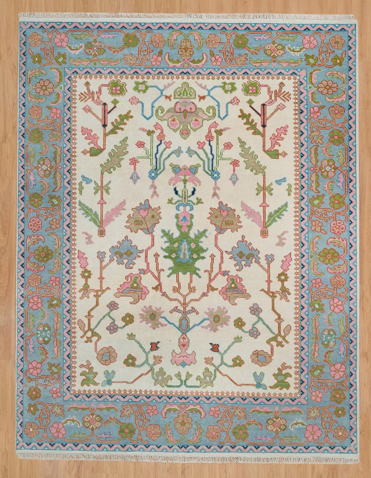 Turkish Oushak Rug Pink And Ivory - Alef home