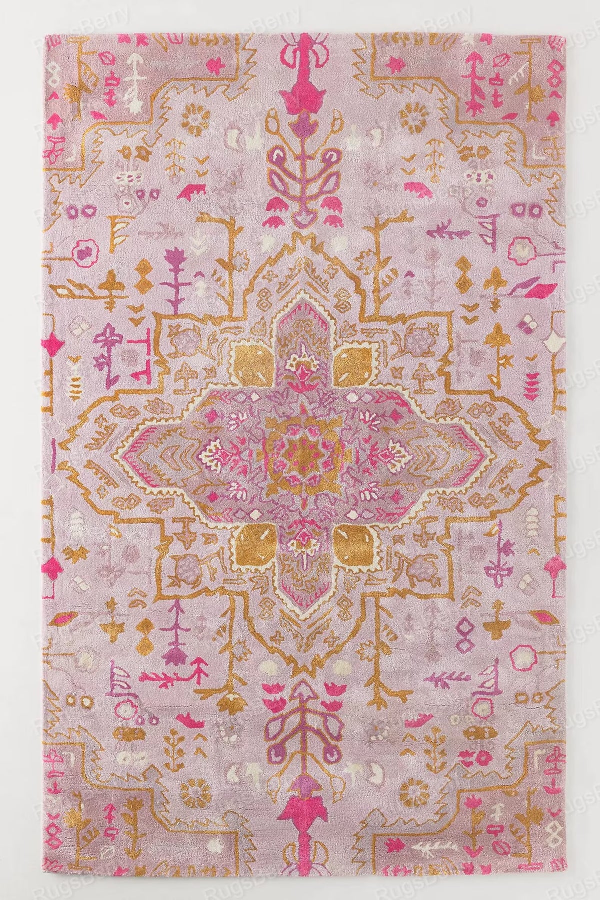 Baby Pink Colour Hand Tufted Wool Rug - Alef home