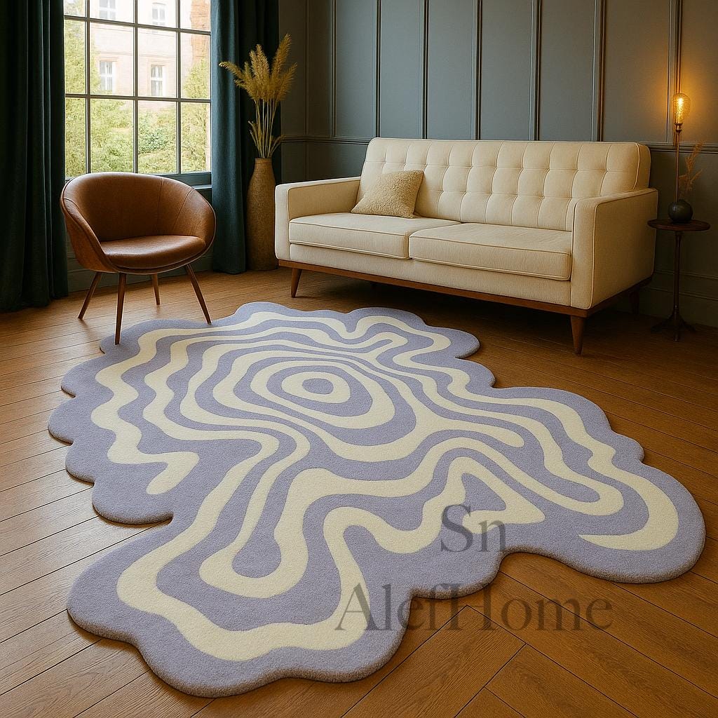 Hand-Tufted Wool Rug – Irregular Abstract Design Carpet for Modern Living Room Home Decor - Alef home