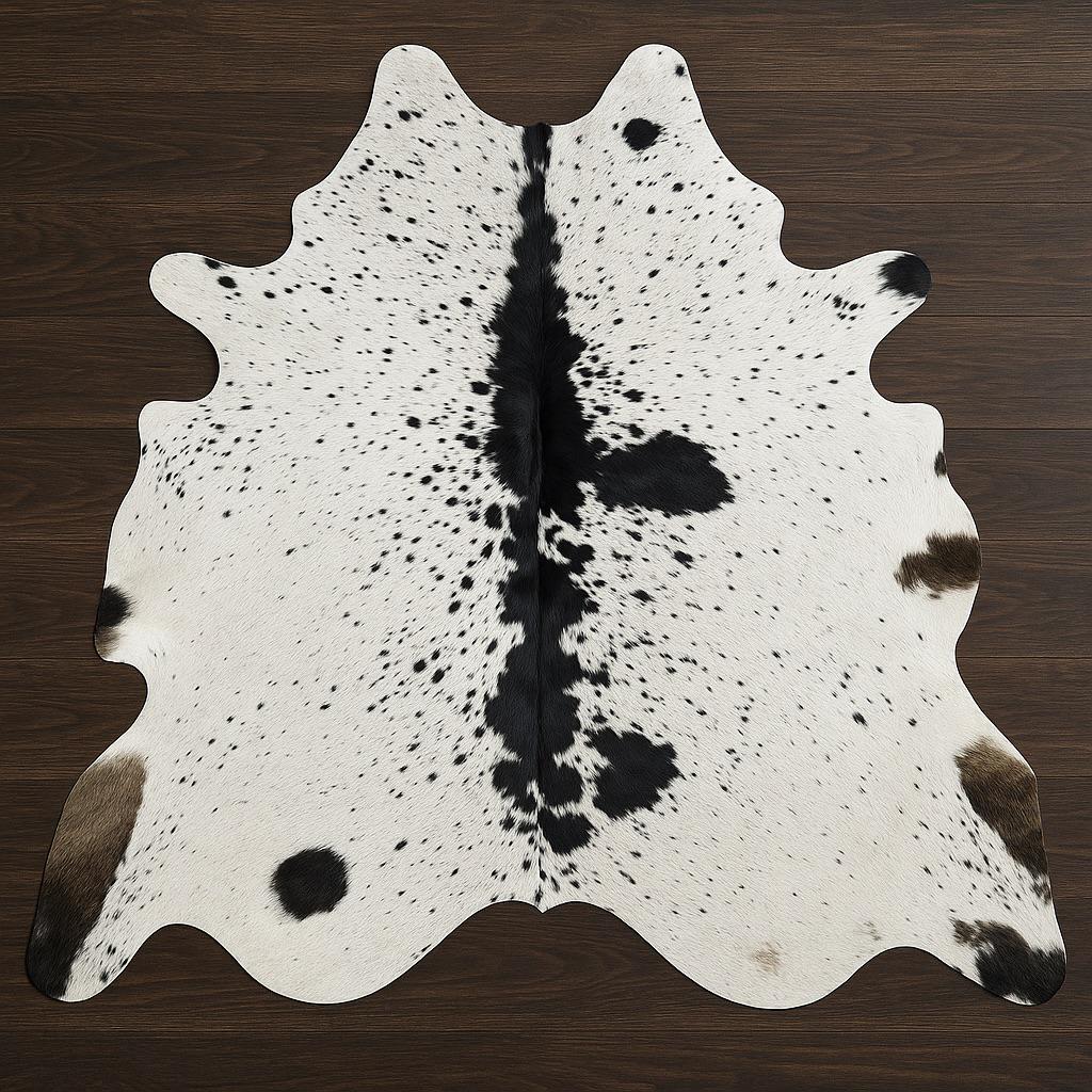Black & White Cowhide Area Rug – Hair-On Leather Patchwork Carpet for Rustic Farmhouse Home - Alef home