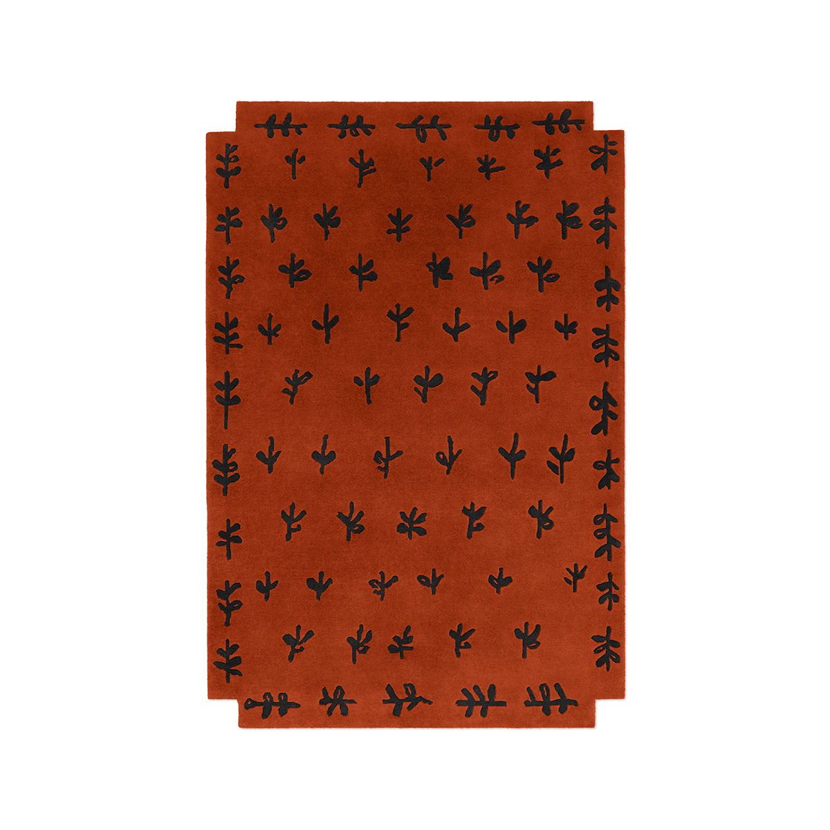 Floral Hand Tufted Woolen Area Rug Rust