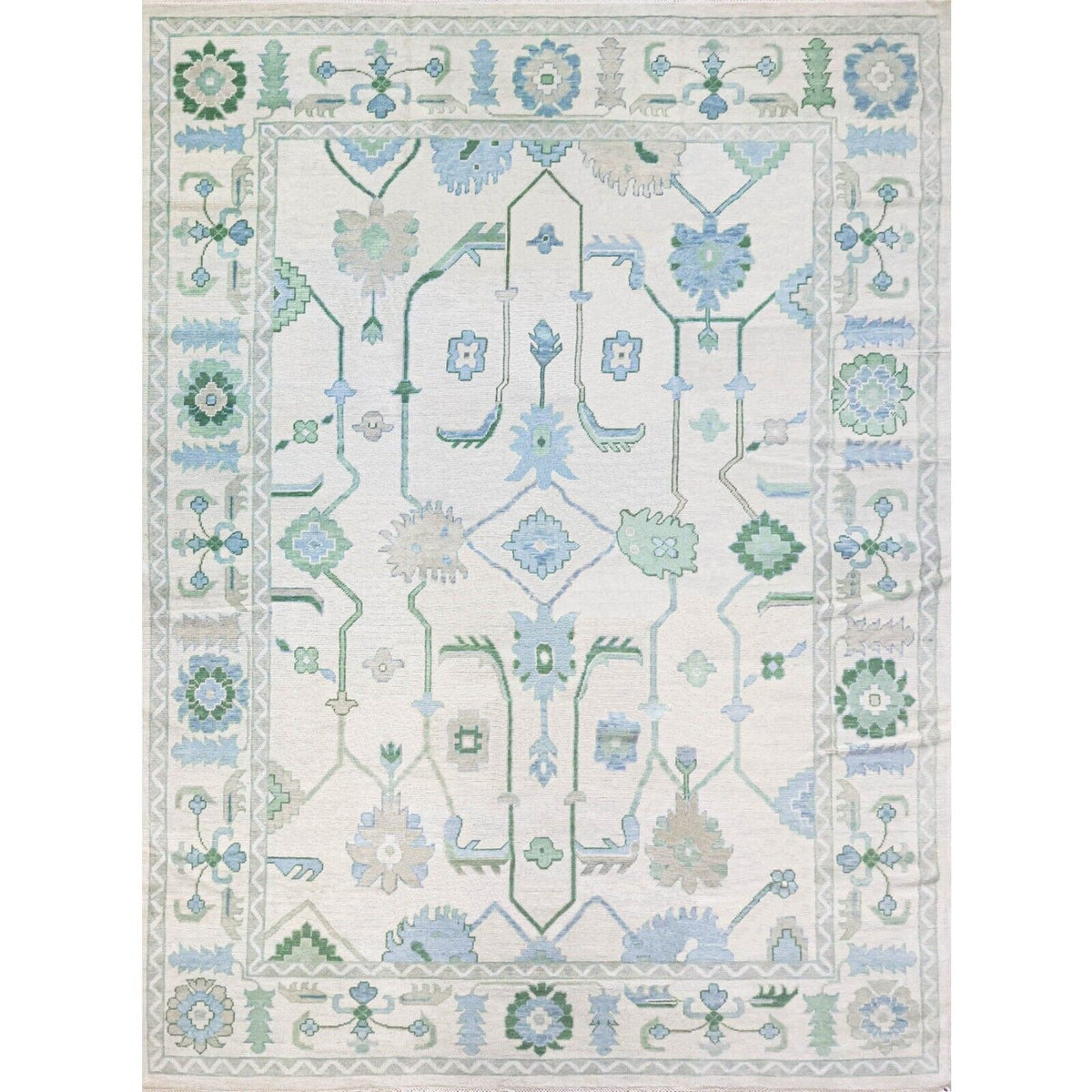 Turkish Oushak Rug Ivory And Green - Alef home