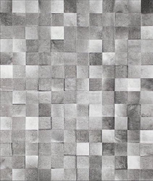 Handmade Gray Cowhide Patchwork Rug – Modern Hair-On Leather Area Carpet for Home Décor - Alef home