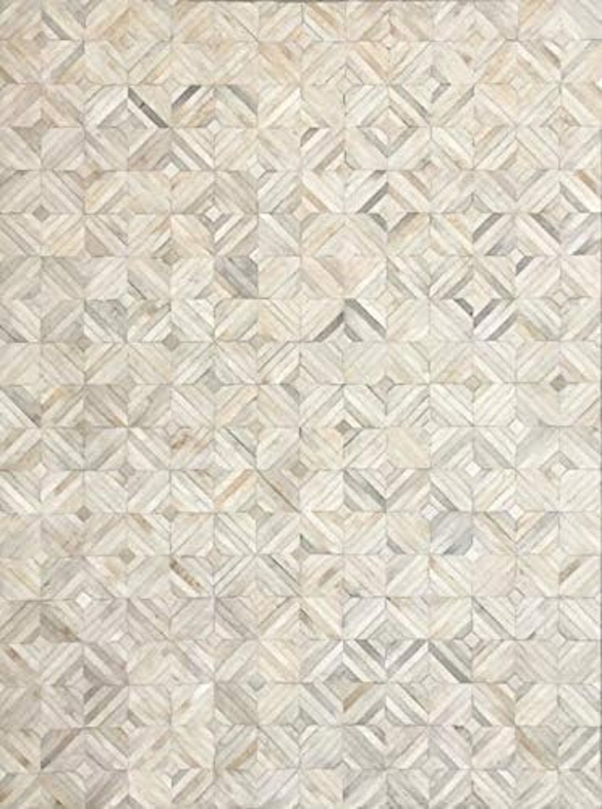 Diamond Design Leather Hairon Patchwork White - Alef home