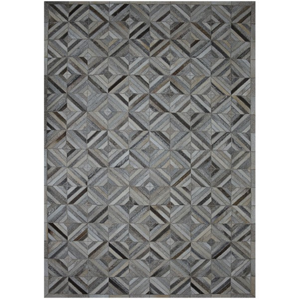 Diamond Design Leather Hairon Patchwork Black - Alef home