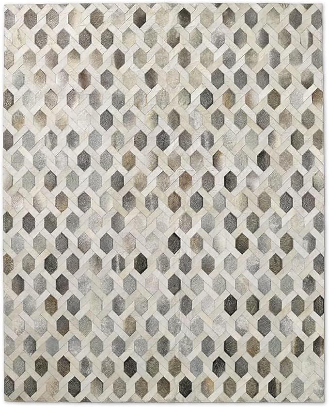 COWCHAIN DESIGN LEATHER HAIRON GREY AND WHITE - Alef home