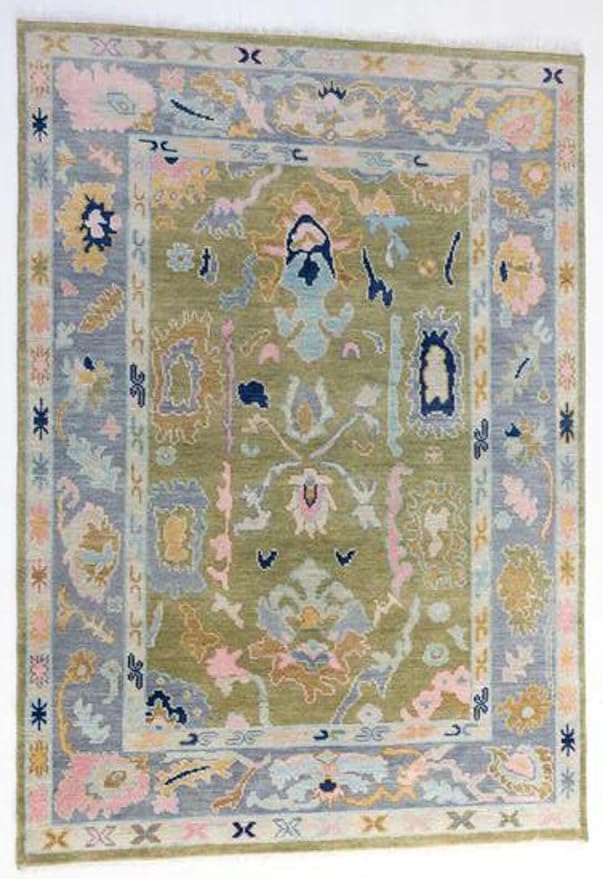Turkish Oushak Rug Green - Alef home