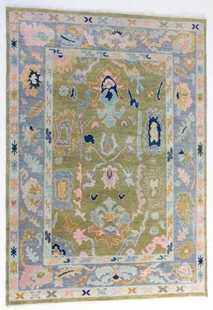 Turkish Oushak Rug Green - Alef home