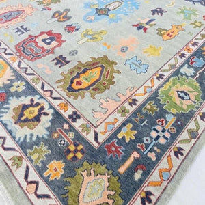 Turkish Oushak Rug Grey And Blue - Alef home