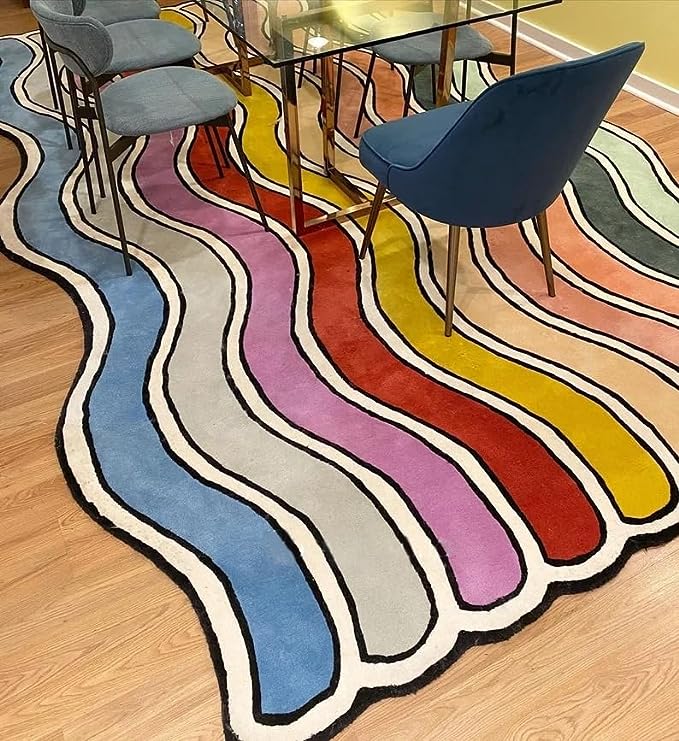 Irregullar Tufted Rug Stripe Design Colourful - Alef home