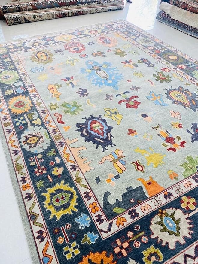 Turkish Oushak Rug Grey And Blue