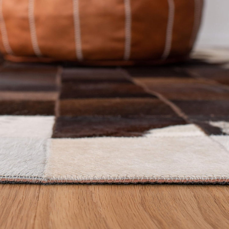 BLACK AND WHITE PATTERN 3 INCH BLOCK LEATHER RUG - Alef home