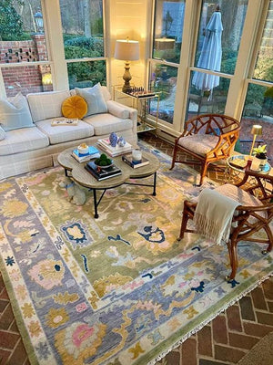 Turkish Oushak Rug Green - Alef home