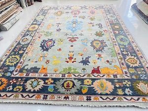 Turkish Oushak Rug Grey And Blue - Alef home