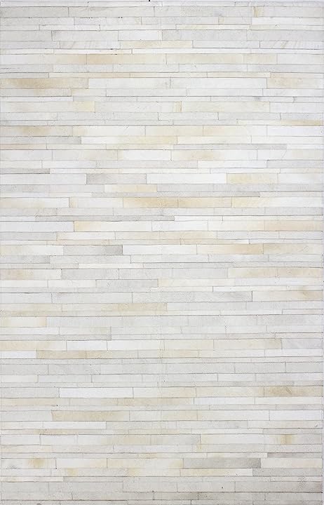 HIDE STRIPE WHITE COLOUR LEATHER RUG PATCHWORK - Alef Home - Alef home
