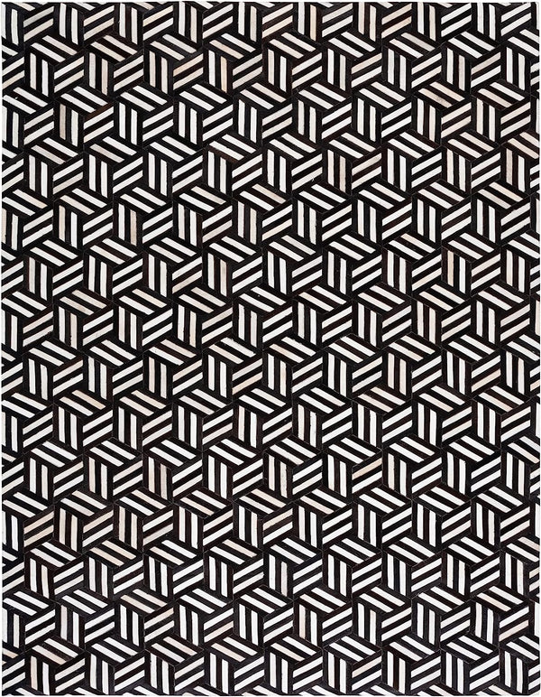 HANDMADE LEATHER RUG BLACK/WHITE - Alef home