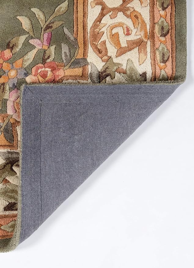 Aubusson Design Hand Tufted Woolen Area Rug Blue
