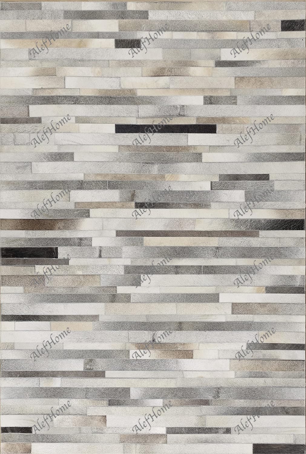 HIDE STRIPE DESIGN GREY COLOUR LEATHER PATCHWORK - Alef home