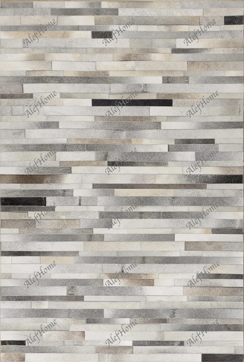 HIDE STRIPE DESIGN GREY COLOUR LEATHER PATCHWORK - Alef home