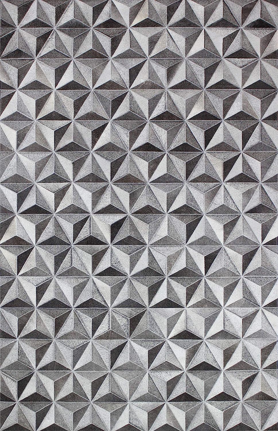 CRYSTAL DESIGN LEATHER PATCHWORK RUG GREY - Alef home