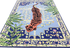 Tiger Print Hand Tufted Woolen Area Rugs - Alef home