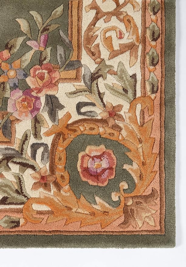 Aubusson Design Hand Tufted Woolen Area Rug Blue