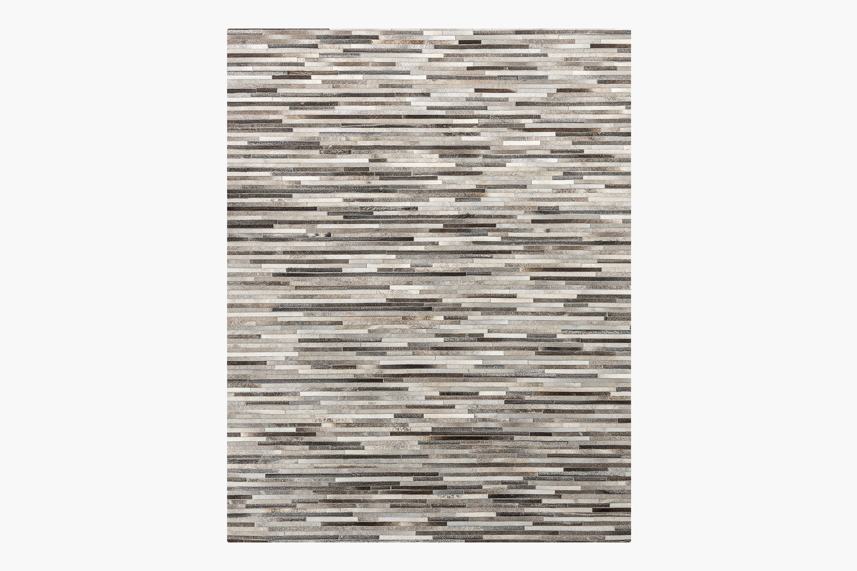 1 INCH STRIPE DESIGN GREY LEATHER PATCHWORK RUG - Alef home