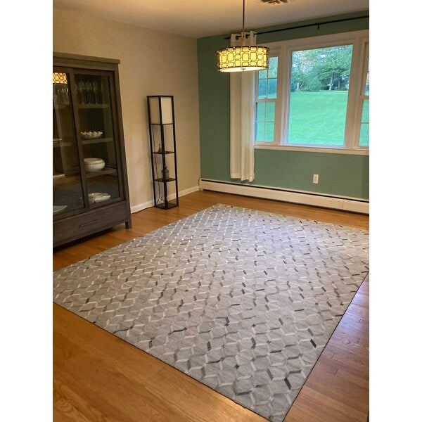 CHEVRON JAICKOT LEATHER & WOOL HANDMADE RUG