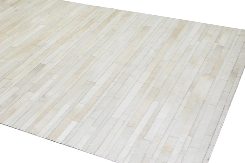 HIDE STRIPE WHITE COLOUR LEATHER RUG PATCHWORK - Alef Home - Alef home
