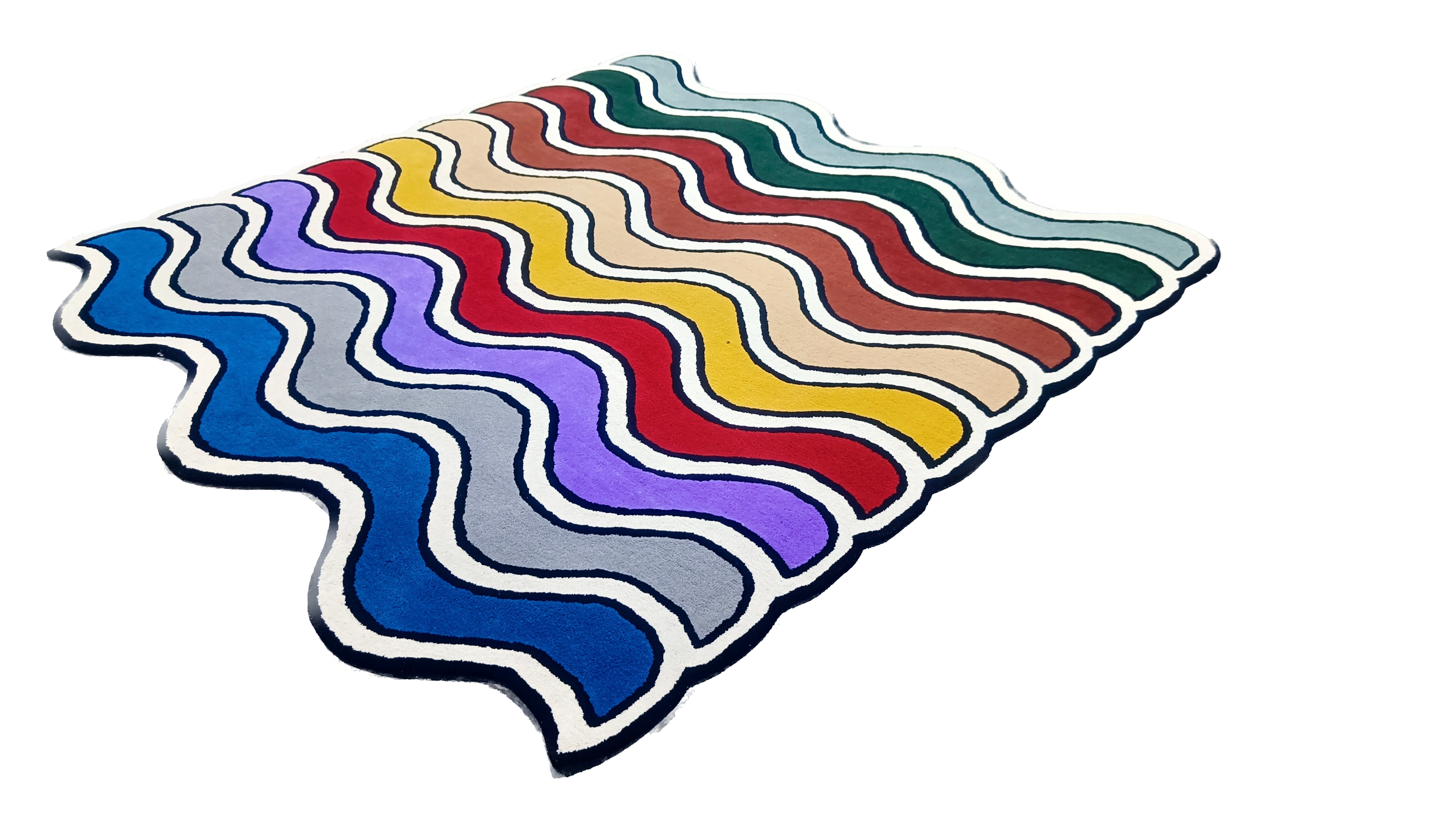 Irregullar Tufted Rug Stripe Design Colourful - Alef home