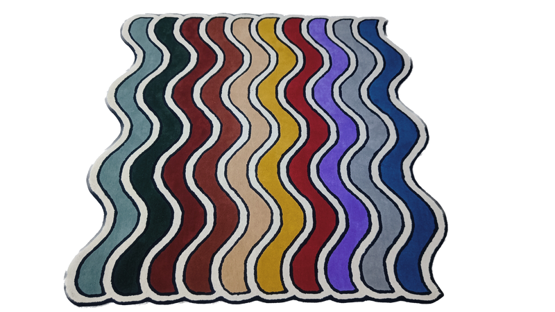 Irregullar Tufted Rug Stripe Design Colourful - Alef home