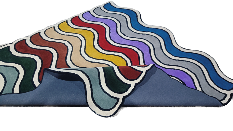 Irregullar Tufted Rug Stripe Design Colourful - Alef home