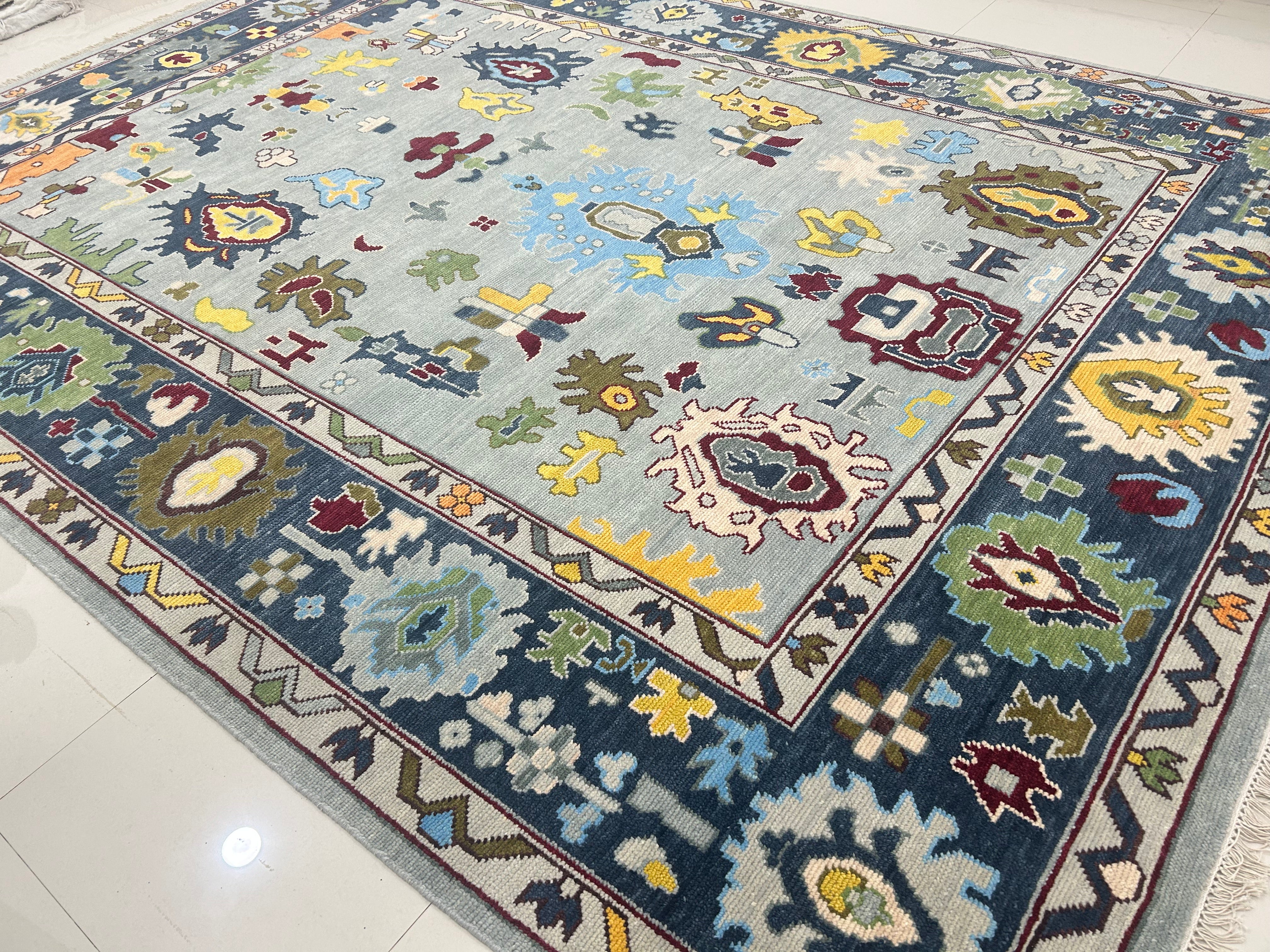 Turkish Oushak Rug Grey And Blue