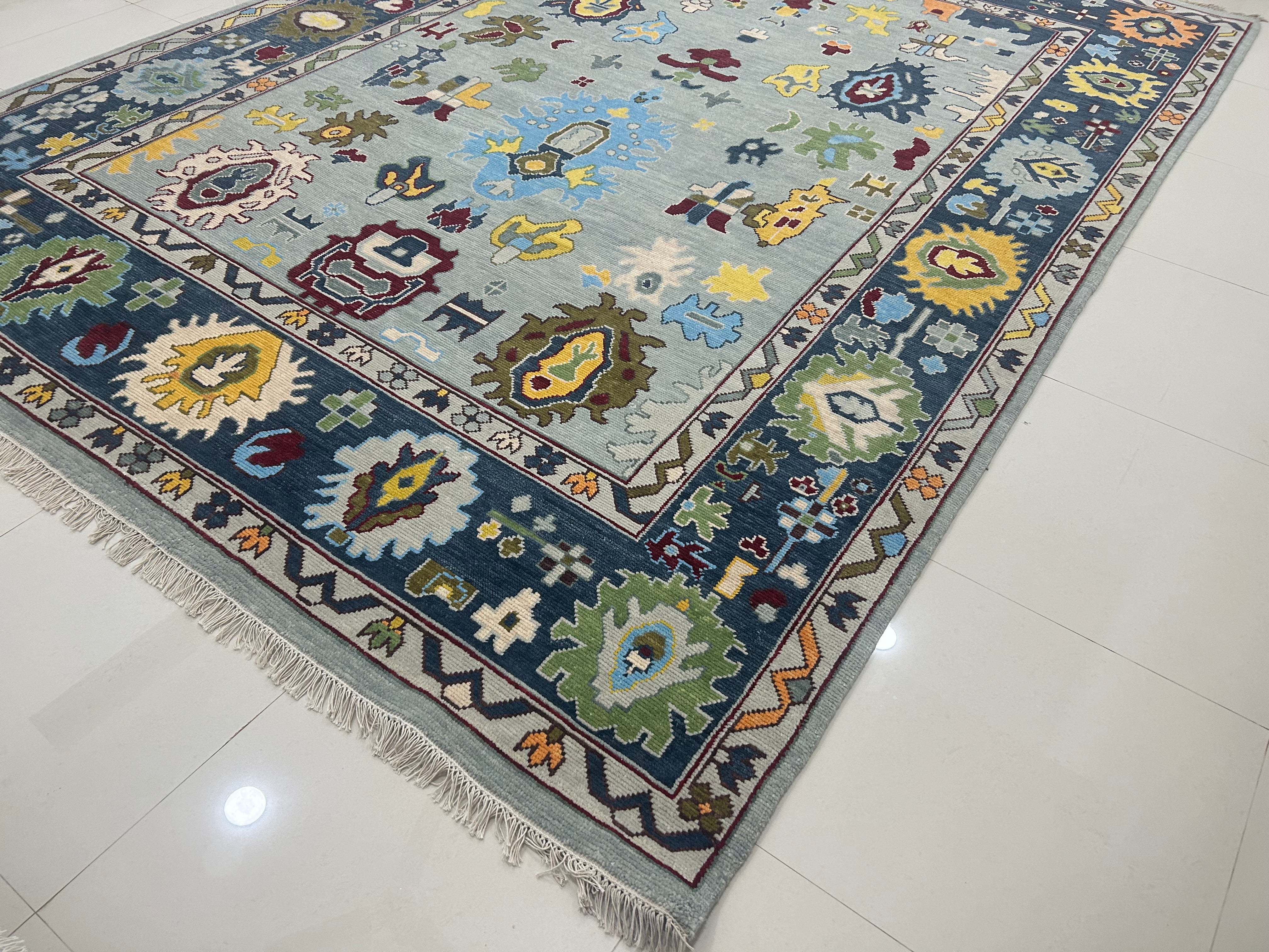 Turkish Oushak Rug Grey And Blue