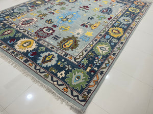 Turkish Oushak Rug Grey And Blue - Alef home