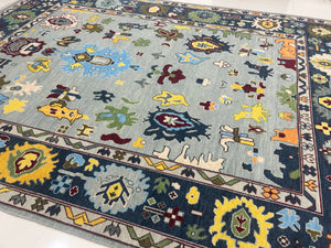 Turkish Oushak Rug Grey And Blue - Alef home