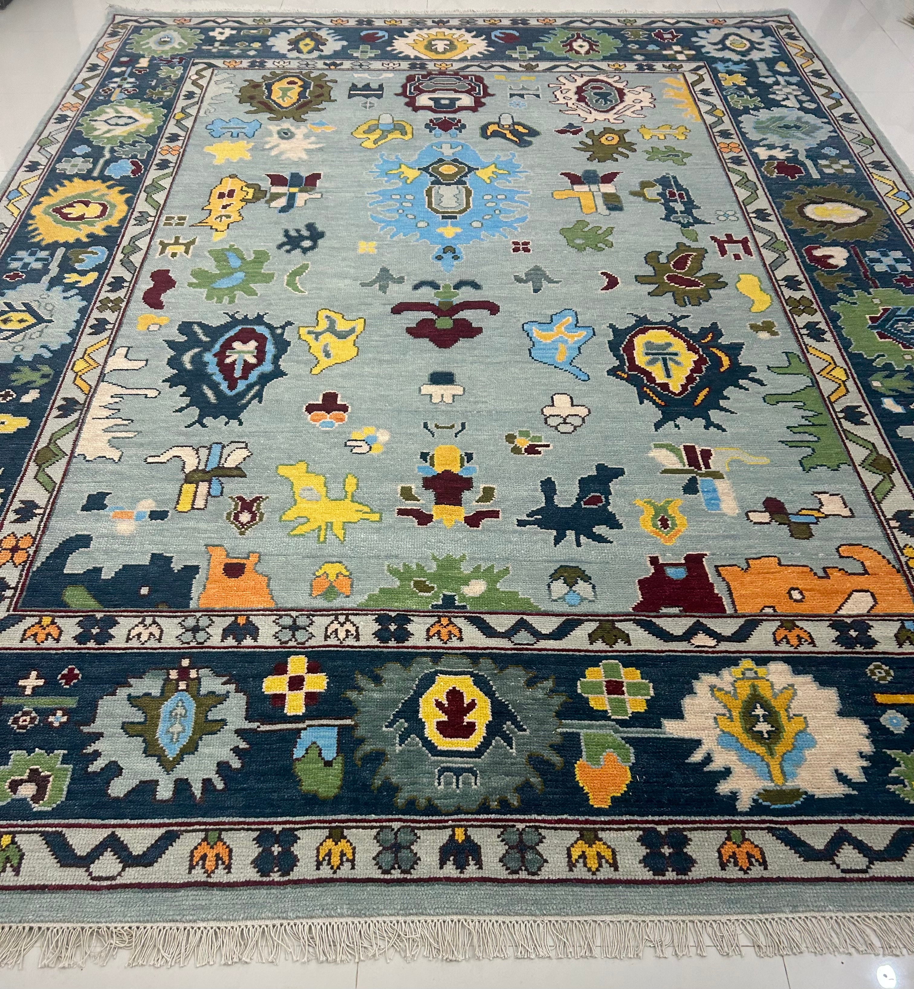 Turkish Oushak Rug Grey And Blue