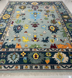 Turkish Oushak Rug Grey And Blue - Alef home