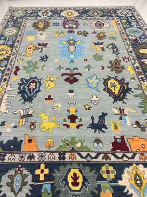 Turkish Oushak Rug Grey And Blue - Alef home