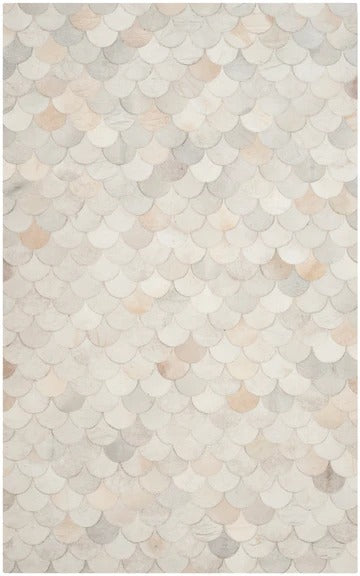 HALF MOON DESIGN WHITE LEATHER HAIRON PATCHWORK - Alef home