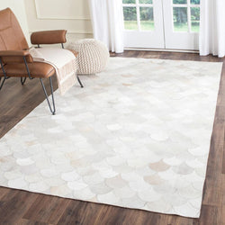 HALF MOON DESIGN WHITE LEATHER HAIRON PATCHWORK - Alef home