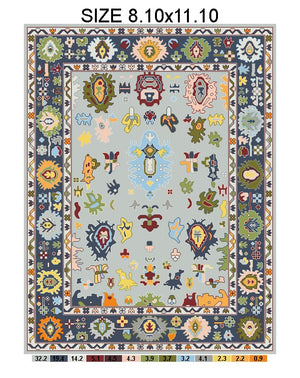Turkish Oushak Rug Grey And Blue - Alef home
