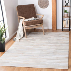 HIDE STRIPE WHITE COLOUR LEATHER RUG PATCHWORK - Alef Home - Alef home