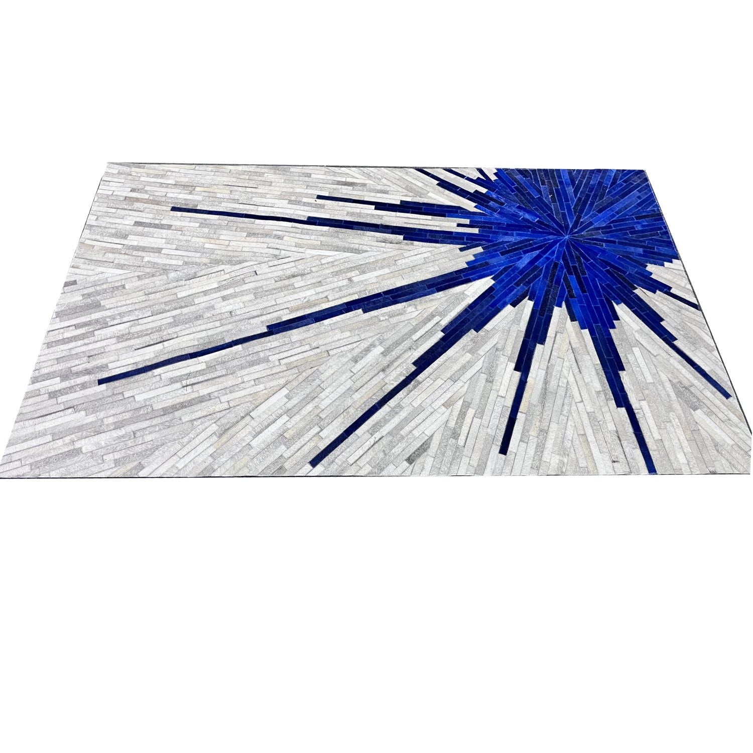 TRADITIONAL BLUE/WHITE LEATHER RUG