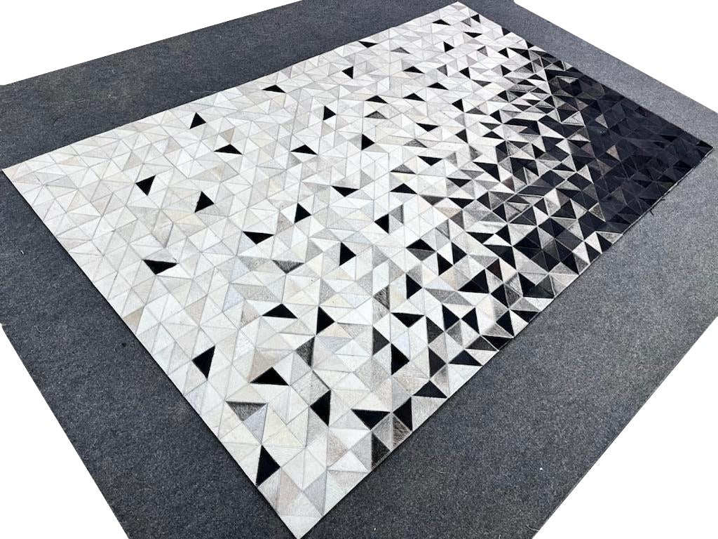 Dark and grey silver leather rug - Alef home