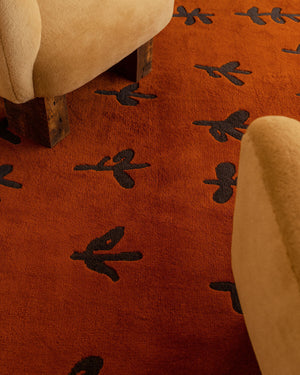 Floral Hand Tufted Woolen Area Rug Rust - Alef home