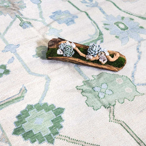 Turkish Oushak Rug Ivory And Green - Alef home