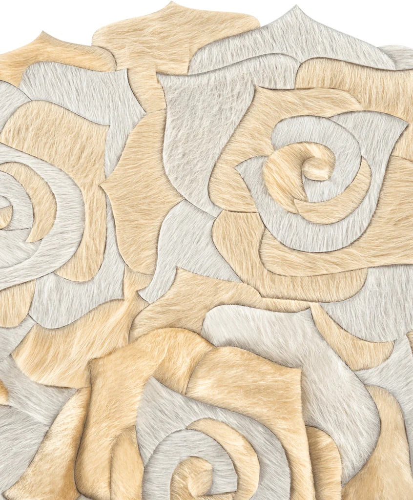 Leather haion Rug Rose Design - Alef home