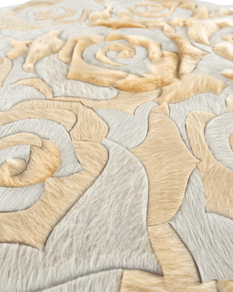 Leather haion Rug Rose Design - Alef home