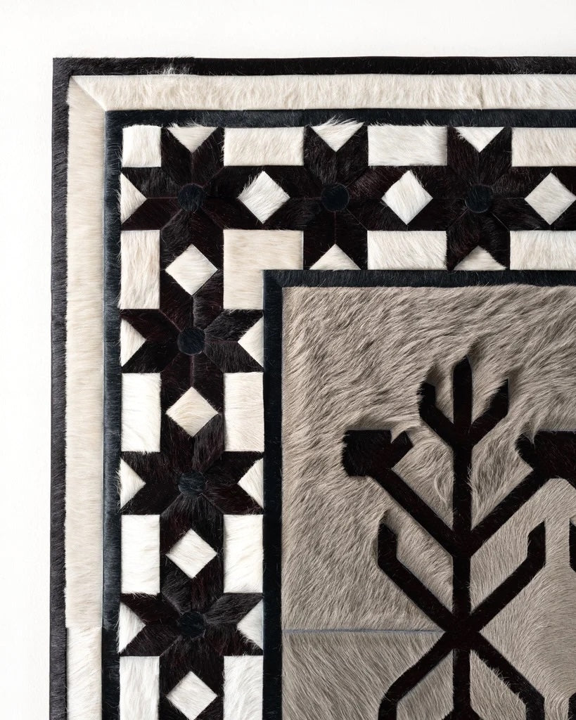 Leather Modren Rug Hairon - Alef home